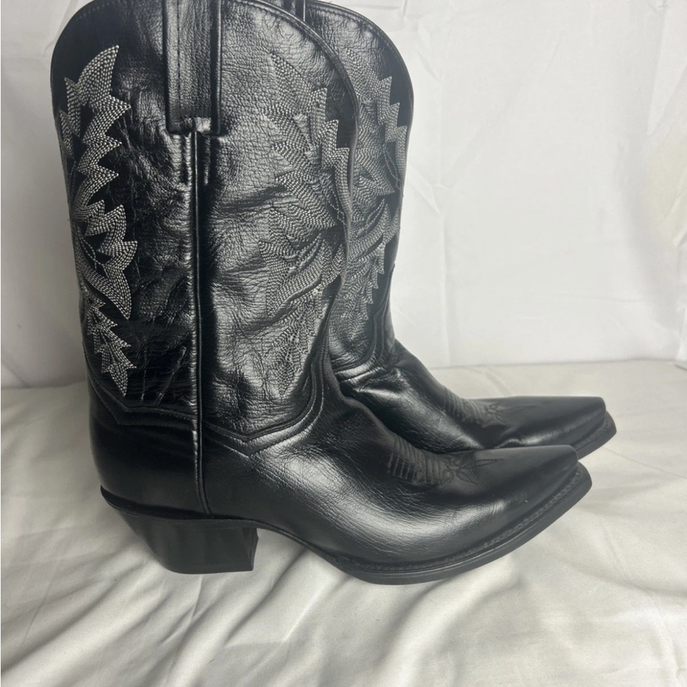 Dan Post Black Leather Western Boots - Picture 3 of 8